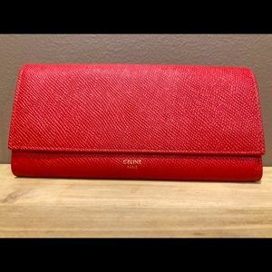 Celine Large Flap Wallet in Grained Calfskin